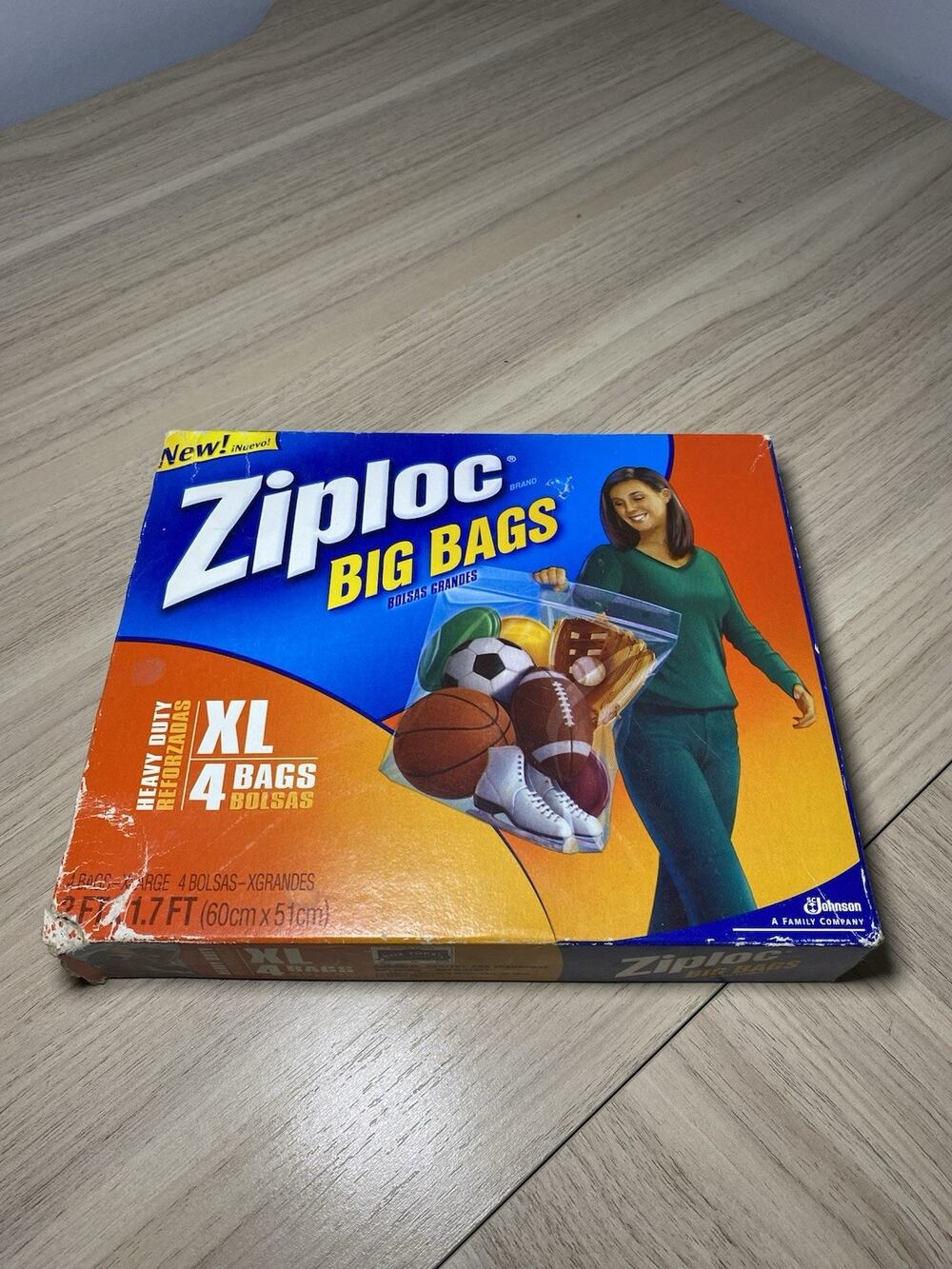 Ziploc Big Bags XL Sealed In Box of 4 Storage Bags Discontinued Brand New
